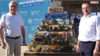 Ayvalık'ta Mavi bayrak ve Deniz Çöpleri Anıtı açılışı