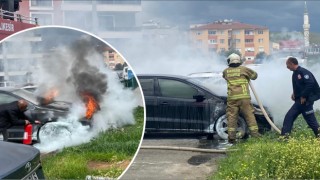 Edremit'te Park Halinde Otomobil yandı