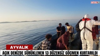 Açık Denizde Sürüklenen 13 Düzensiz Göçmen Kurtarıldı