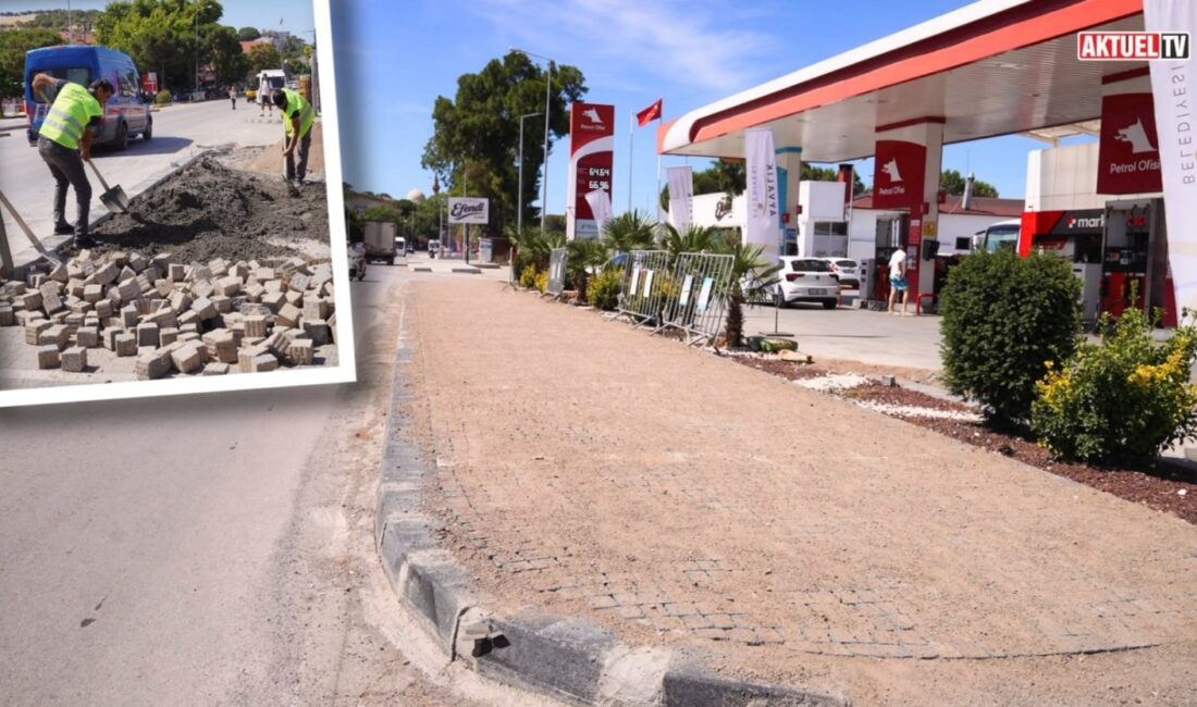 Ayvalık Belediyesi, yaya güvenliğini artırmak ve ulaşımı kolaylaştırmak için kaldırım