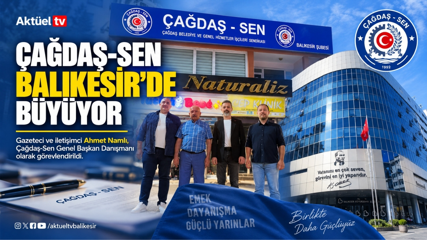 Balıkesir’de örgütlenme çalışmalarını sürdüren Çağdaş-Sen, kadrosunu yeni isimlerle güçlendiriyor. Şube